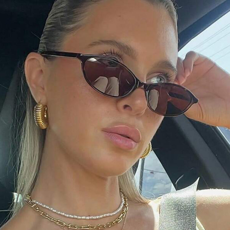 Slim Oval Acetate Sunglasses